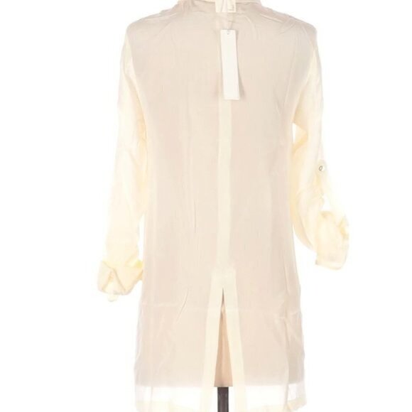 NWT Line & Dot Silk Ivory Button Down - Picture 2 of 7